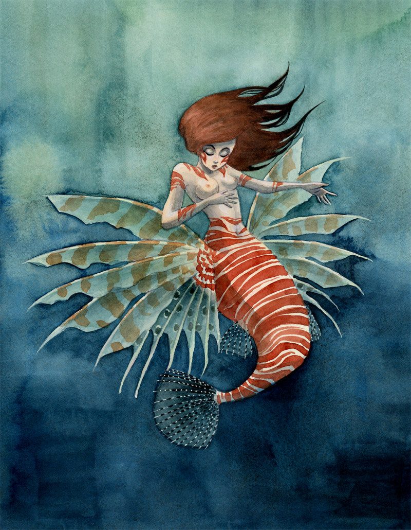 Illustration for article titled Stunning Paintings Of Mermaids Inspired By Real Underwater Life (NSFW)